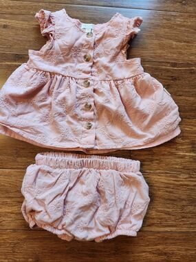 Tahari Pink Eyelet Dress with Matching Diaper Cover